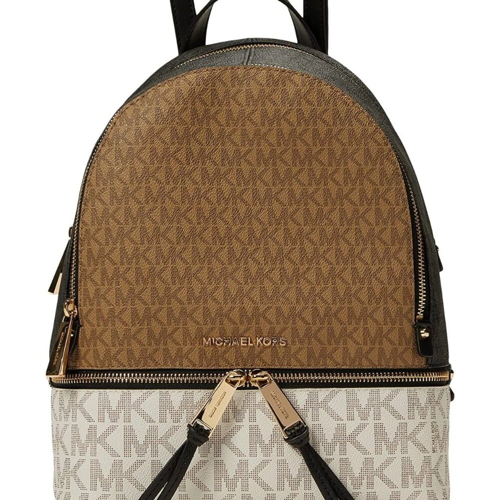Michael Kors Rhea Zip Medium Size Backpack Husk Multi New Sealed - Picture 3 of 10